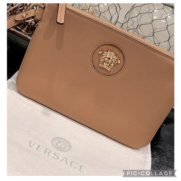 New! Authenticated Versace La Medusa Wristlet Zip Pouch Caramel Leather With COA - Picture 14 of 14